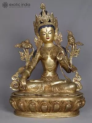 19" Goddess White Tara Copper Statue | Nepalese Sculpture