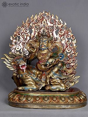 20" Copper Tibetan Buddhist Kubera Statue from Nepal | Nepalese Sculpture