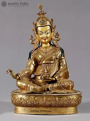 Gilded Copper Padmasambhava Sculpture - 21" Nepalese Guru