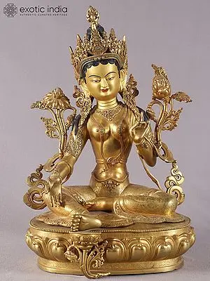 20" Goddess Green Tara Copper Statue from Nepal
