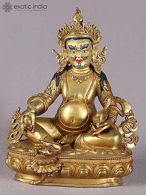11" Jambhala Copper Statue from Nepal | Buddhist Deity Idol