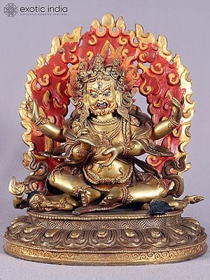 9" Mahakala Copper Statue from Nepal | Buddhist Deity Idol