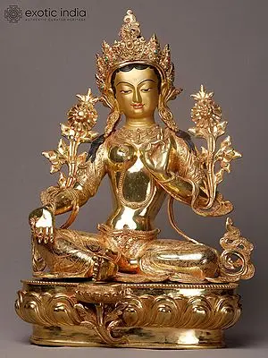 Goddess Tara Gilded Copper Statue from Nepal