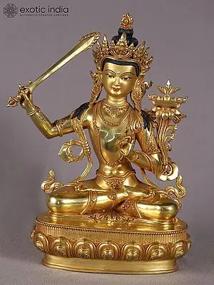 Bodhisattva Manjushri Copper Sculpture | 16 inch