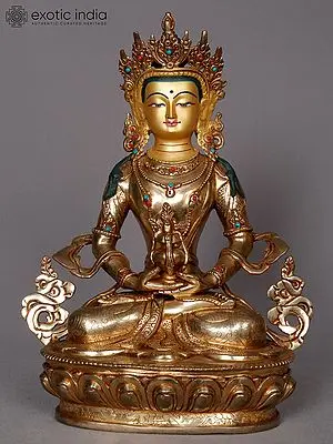12" Aparmita Buddha Copper Statue | Amitayus Longevity Deity Sculpture