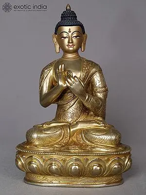Shakyamuni Buddha Copper Sculpture with Dharmachakra Mudra