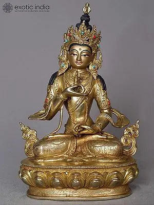 Vajrasattva Copper Statue (10") - Nepalese Buddhist Deity