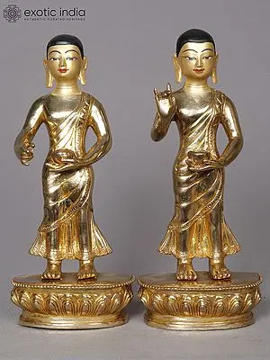 Gilded Copper Sculptures of Sariputra and Maudgalyayana