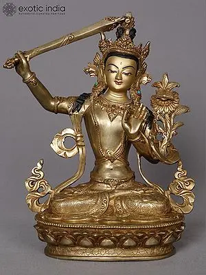 10" Manjushri Copper Statue from Nepal | Bodhisattva of Wisdom