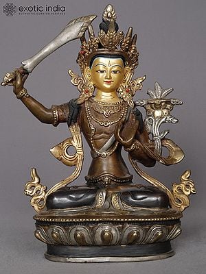 9" Manjushri Copper Statue | Buddhist Deity Idols from Nepal