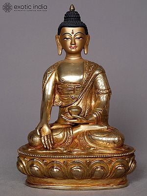 9" Lord Amitabha Buddha Copper Statue from Nepal | Buddhist Deity Idols