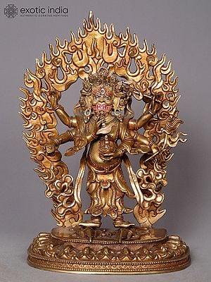 12" Buddhist Deity Mahakala Copper Statue from Nepal | Nepalese Metal Idols