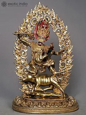 Wrathful Ekajata Sculpture | Tibetan Buddhist Copper Idol (13")