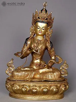 Vajrasattva Statue: Nepalese Copper Sculpture of Buddhist Deity