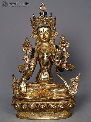 10" White Tara Copper Statue from Nepal | Buddhist Deity Idols