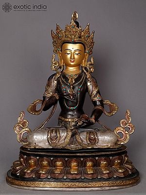 18" Buddhist Deity Vajrasattva Copper Statue from Nepal | Nepalese Metal Idols