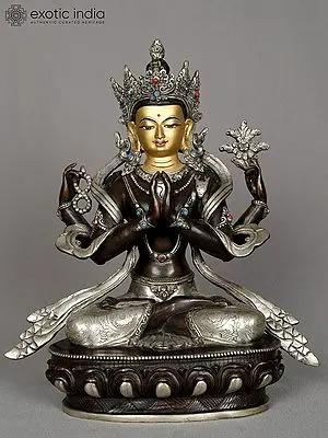 11" Avalokiteshvara Copper Statue: Bodhisattva of Compassion