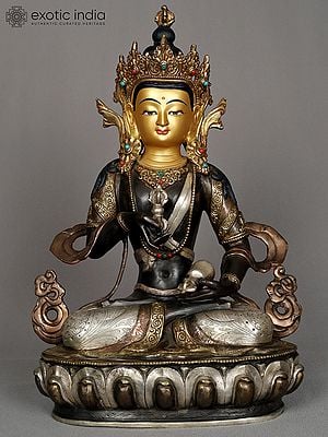 13" Buddhist Deity Vajrasattva Copper Statue from Nepal | Authentic Nepalese Sculpture