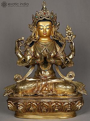 15" Buddhist Deity Kharchari Copper Statue | Nepalese Copper Statue