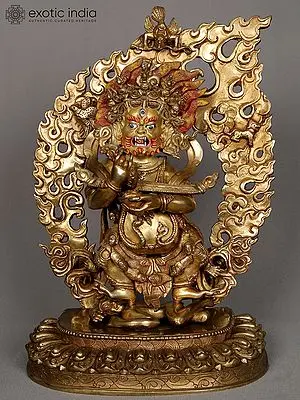 13" Buddhist Deity Mahakala Copper Statue from Nepal