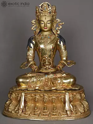 Gilded Copper Statue of Amitabha Buddha (Aparmita), 16" Height