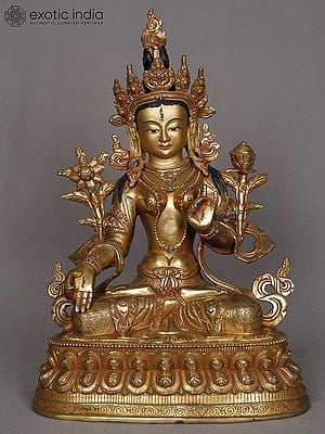 13" Buddhist Deity White Tara Copper Sculpture | Statue from Nepal