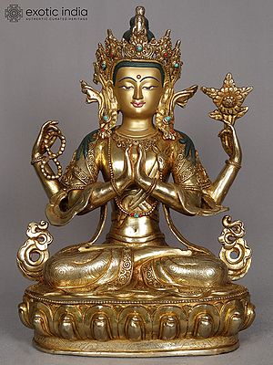 13" Aparmita Copper Sculpture | Amitayus Statue from Nepal