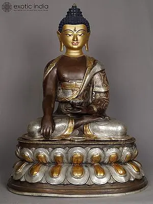 Nepalese Copper Statue: 19" Shakyamuni Buddha