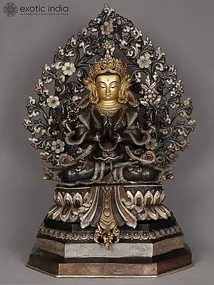 Chenrezig Statue: Bodhisattva of Compassion in Copper and Gold