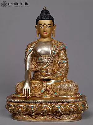 9" Shakyamuni Buddha Copper Idol with Bhumisparsha Mudra