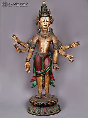 Large Wooden Amoghapasha from Nepal