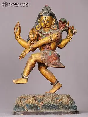 10" Wooden Dancing Lord Shiva Statue