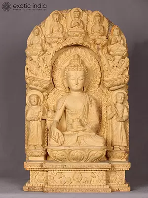 16" Lord Medicine Buddha (Bhaiṣajyaguru) Camphor Tree Wood Sculpture – Handcarved in Nepal