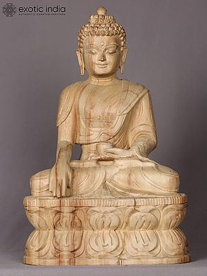 12" Wooden Lord Shakyamuni Buddha Idol