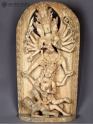 Siddhi Lakshmi Purna Chandi: Rare Large Goddess Camphor Tree Wooden Statue – Exquisite Craftsmanship