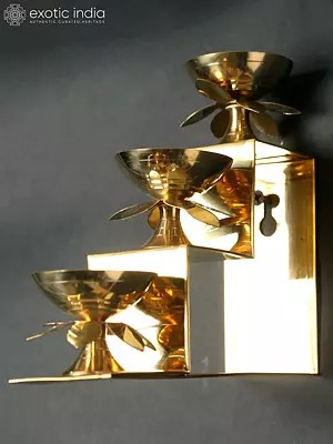 Brass Set of Three Lamps on Steps | Wall Hanging / Table Piece