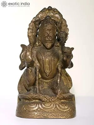 7" Blessing Lord Hanuman Brass Statue