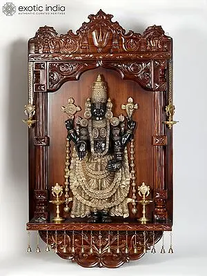 59" Large Tirupati Balaji (Venkateshvara) with Vaishnava Symbol Lamp | Wall Hanging