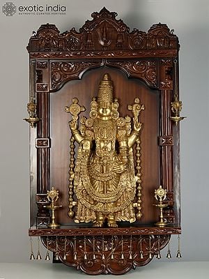 59" Large Tirupati Balaji (Venkateshvara) with Vaishnava Symbol Lamp | Wall Hanging