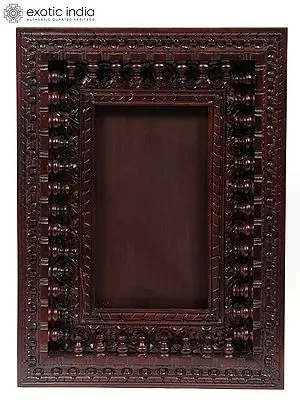 27" Spindle Design Wood Carved Frame | Wall Decor