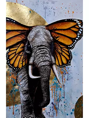 Colorful Butterfly Elephant Painting | Acrylic On Canvas | By Sanchita Agrahari