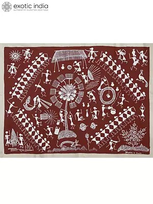Traditional Celebration In Tribes | Warli Art on Cotton