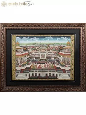 Attractive Painting Of Jaipur City Palace | With Frame | Stone Color On Paper | By Kailash Chandra