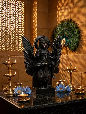 15" Shani - One Of The Nine Planets | Black Marble Figurine