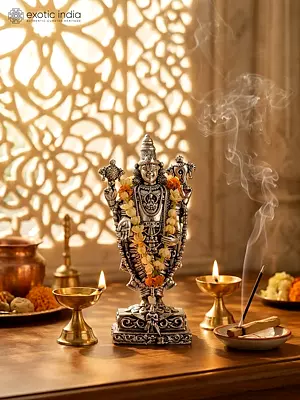 4" Small Lord Tirupati Balaji (Venkateshvara) | Silver Plated Brass Statue