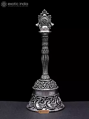 4" Vaishnava Chakra Bell in Brass with Silver Plating