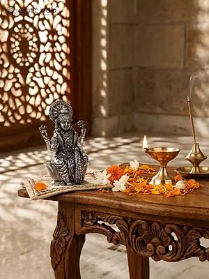 2" Small Superfine Blessing Goddess Lakshmi | Silver Plated Brass Statue