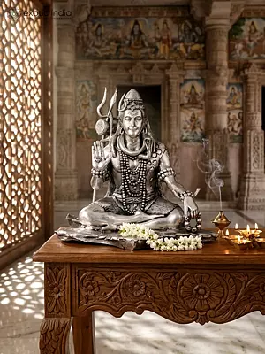 Small Superfine Blessing Lord Shiva | Silver Plated Brass Statue | Multiple Sizes