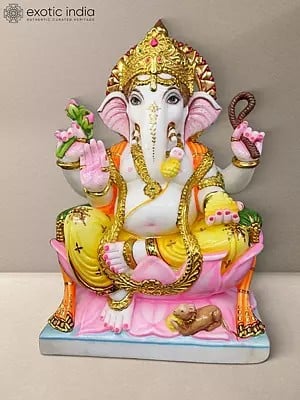 18" Blessing Lord Ganesha Vietnam Marble Idol | Hand Carved Ganesha Statue