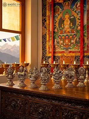 5" The Seven Tibetan Royal Kings - (Set Of 7) In Copper Gold And Silver Plated